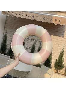 1pc Kids Thickened PVC Anti-Flip Life Buoy, Fashion Retro Stripe, Swimming Pool Inflatable Armpit Swim Ring For Beginner Boys Girls, Summer - Multicolor - View 6