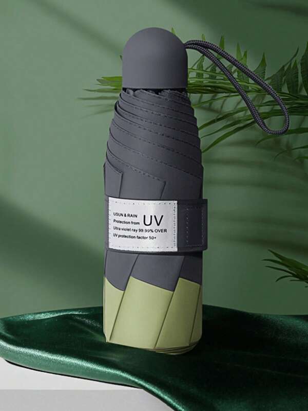 1 pieza Paraguas plegable de 5 pliegues, paraguas creativo y minimalista para lluvia y sol, anti-UV y a prueba de viento, de doble uso