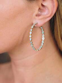 1 paire de boucles d'oreilles vintage en métal en forme de C, style bohème. Bijoux pour femmes, cadeau