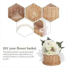 Panier de fleurs de mariage Demoiselle d'honneur avec poignée de perle Panier de fleurs en dentelle blanche Style vintage rustique Décoration de cérémonie de mariage Fête de la mariée