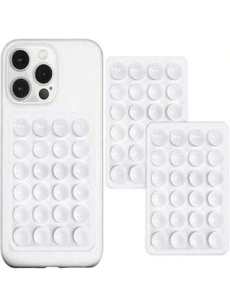 2 件装硅胶吸盘手机壳支架，硅胶粘性吸盘手机支架，防滑粘性手机握把，强力自拍和视频支架（白色）适用于 、Android 手机，生日、家庭、朋友手机支架、手机配件礼物