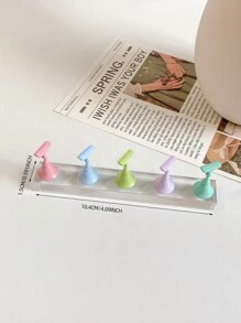 1 Set Base rectangular transparente sólida de acrílico + 5 puntas de uñas de color macarrón, Suministros de decoración de uñas, Soporte de exhibición de práctica, Accesorios de fotografía