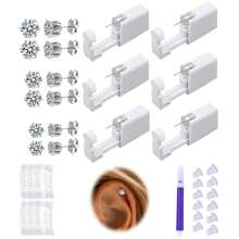 Ear Piercing Kit Disposable Ear Piercing Gun Kit With Sterile Multi-Sized CZ Earring Studs Easy And Earring Self Piercing Kit For Your Own Use At Home