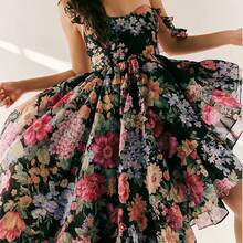 Personalized Print Fashion Dress, Highlighting The Charm Of The Style Of The Best Choice, Showing The Elegant And Coexist Wear, Light And Airy, To Create A Sense Of Spontaneous Beauty - 黑色 - 查看 4