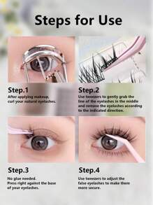 120 Büschel, kein Kleber, kein Entferner erforderlich, individuelle Wimpernbüschel C/D 0,07 mm 12-14 mm, natürlich aussehende dreidimensionale Wimpernverlängerungen Manga Wimpern