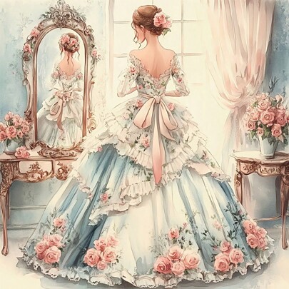 JOZYSH 1 Set Of Cross Stitch Adult Set, Ladies 40x40cm/15.7x15.7in, 11CT/14CT Cross Stitch Embroidery Set, Art And Crafts, Needle Point Set Suitable For Beginners, Including Canvas, Needle, Thread, And Instruction Manual