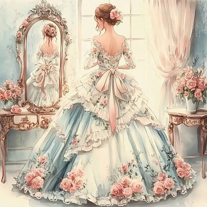 1 set de punto de cruz para adultos JOZYSH, damas 40x40cm/15.7x15.7in, kit de bordado de punto de cruz 11CT/14CT, arte y manualidades, juego de agujas adecuado para principiantes, que incluye lienzo, aguja, hilo e instructivo.