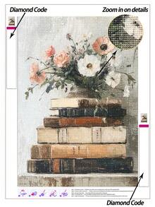 5D DIY Diamant Malerei Statisches Buch Wandkunst Diamant Kunst Set, Wandkunst im Ölmalerei-Stil mit starkem Pinselstrich. Diamant Kunst Set, geeignet für Arbeitszimmer, Lernraum, Schlafzimmerdekoration. Diamant Malerei Werkzeug Set, beruhigt die Stimmung, Geschenk Diamant Malerei für Freunde, Diamant Malerei Diamant Kunst