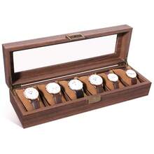 6-12 Grids Wooden Watch Box Jewellry Display Storage Organiser Case Gift For Men Back To School Dormitory Storage - Brown - View 3
