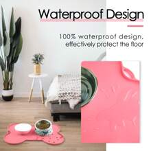 1pc Silicone Pet Food Mat, Cat/Dog Waterproof And Non-Slip Feeding Placemat In Bone Shape, Durable & Easy To Clean, Prevents Spills & Messes, Suitable For Dog And Cat Feeding