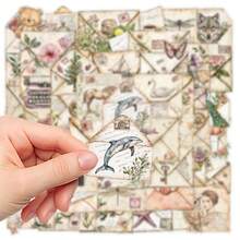 50 张透明贴纸 复古贴纸 复古礼品信封贴纸 美学贴纸 卡通贴纸 可爱贴纸 彩色贴纸 适用于水瓶、水壶、吉他、行李箱、手机、手机壳、笔记本电脑、滑板、礼物 - 彩色 - 查看 3