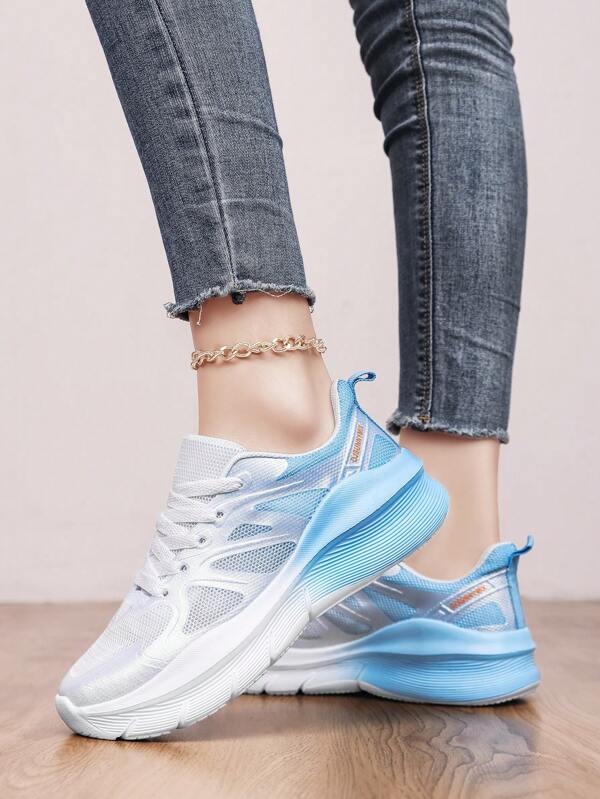 DJSUNNYMIX Zapatillas deportivas casuales para mujer, Zapatillas de running de malla transpirable con degradado de color, cómodas para el verano