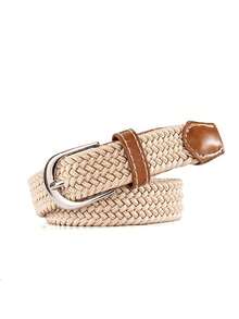 1 件青少年多色编织弹力腰带弹力帆布编织腰带适用于牛仔裤