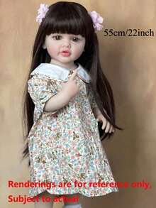 55cm de cuerpo entero de vinilo suave realista muñeca de juguete Reborn, 22 pulgadas de vida recién nacido princesa Bebe precioso vestido de regalo de cumpleaños (algunas partes al azar) - Champán - Ver 2
