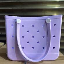 Large Waterproof Washable Tip Proof Durable Open Tote Bag For The Beach Boat Pool Sports,Women's EVA Beach Tote Bag With Ventilation Holes - Lightweight Durable Solid Color Open Top Design For Poolside, Shopping & Picnics - Stylish Holiday Accessory, Beach Bag