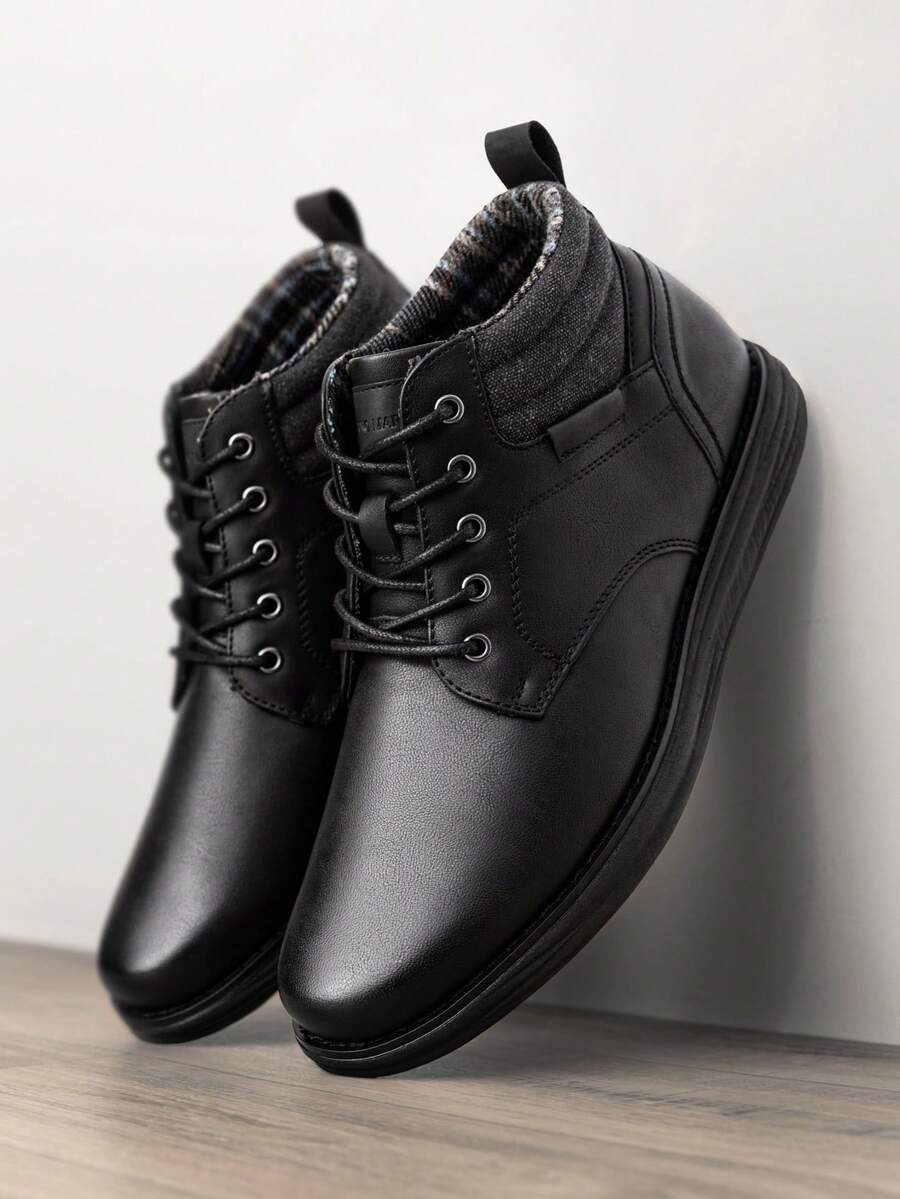 Giày thể thao Chukka cổ trung cho nam Giày bốt buộc dây Giày công sở thường ngày cho ngày lễ tình nhân - màu đen - Xem 1