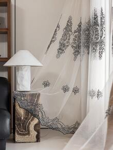 قطعة واحدة من الستائر الشفافة ذات التطريز الفرنسي الفاخر والنمط الأوروبي المرصع باللؤلؤ، للاستخدام في غرفة النوم والصالون والشرفة