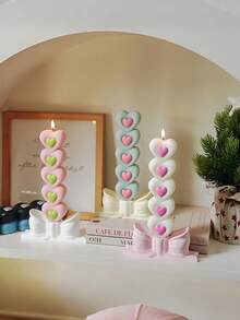 1 支粉色心形创意蜡烛，大豆蜡制成，可爱的桌面装饰，婚礼装饰品，有趣的动漫装饰，适用于家居装饰，桌面装饰，房间熏香，派对和聚会装饰，送给家人和朋友的礼物，纪念品礼物，适合所有季节 - 彩色 - 查看 2