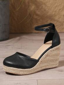 Women's Hot-Selling Black Outdoor New Versatile Comfortable Resort-Style Viral Rope Thick-Soled Shoes