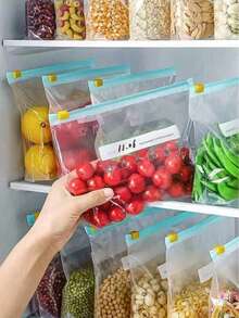 40pcs Zip Lock Food Storage Bags, Thick Freezer Bags For Fridge, Microwave Friendly, Reusable, Suitable For Organizing (Available In 25pcs, 30pcs, 20pcs, 15pcs, 10pcs, 1pc) - Multicolor - View 5