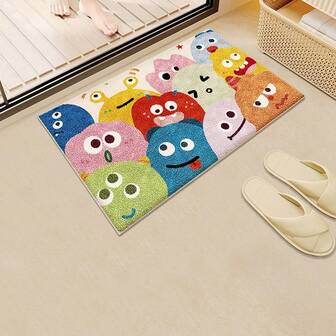 1 pieza Cojín antideslizante suave para encimera de bañera de baño, suave y cómodo, antideslizante e impermeable, lavable a máquina, fácil de limpiar, alfombra de piso con lindo diseño de dibujos animados, alfombra de baño impermeable, alfombra de piso, felpudo, decoración de baño, para uso en verano, decoración de habitación, alfombra de cocina