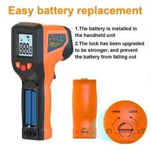 Pistola de temperatura T-600, termómetro infrarrojo, pistola de temperatura alta de contacto manual, adecuado para uso industrial, pruebas de cocina, hornos de pizza, automotriz, HVAC, parrillas y motores - Lector de temperatura de superficie láser - 58°F a 1112°F