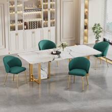 mehrteiliges Set  Eleganter Esszimmerstuhl Mit Samtbezug, Bequeme Esszimmerstühle Mit Armlehne Und Goldenen Metallbeinen, Stilvolle Wohnzimmer Stühle Für Modernes Esszimmer Und Küche, Grau