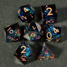 Elegant Resin Gold Foil Dice Set, Complex Design, Multifaceted Shapes Including D20 - Ideal For Role-Playing Games And Cthulhu Boardgames - Black - View 4
