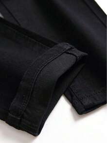 Men's Plain All-Match Straight Leg Jeans - Black - View 3