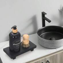 1pc Simple Farmhouse Style Wooden Footstool, Soap Dish Holder With Tray And Stand Base, Multi-Purpose Home Decor For Sink, Countertop, Bathroom, Living Room, Kitchen, Soap Dish, Flower Rack