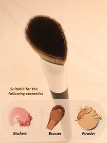 1支专业高光水滴形化妆刷，面部高光刷，优质合成纤维柔软蓬松刷，面部轮廓刷，粉底刷，腮红刷，修容刷，散粉刷，适合初学者 - 黑色 - 查看 2