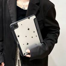 1 Pieza Funda protectora para tableta con estampado de estrellas en blanco y negro, con función de soporte, ideal para fanáticos del minimalismo, accesorios de tableta con estilo, funda para tableta con soporte para lápiz, compatible con iPad 10.9/10.2/Air 5ª Gen/Pro11/10ª/9.7/Air 2/iPad (7ª Gen)/iPad (8ª Gen)/iPad Air 4/5/iPad Pro 11/iPad 10ª Generación
