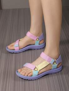 Teenage Girls' Summer Athletic Sandals, Lightweight Breathable Comfortable Double Strap Easy On/Off, Suitable For Daily Wear, Fashion Versatile Beach Vacation