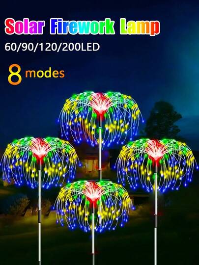 2 Pack-60LED Solar Festival Lights - 8 Dynamic Modes, 60/90/120/150/200 LED, IP65 Waterproof Decorative Lights For Pathway, Lawn, Party, Christmas Decor (Copper Wire String)