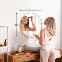 Round Wall Mirror – 20/24/30 Inch  Gold Finish For Bathroom Vanity, Bedroom, Entryway | Elegant Modern Decor Accent - 金色 - 查看 8