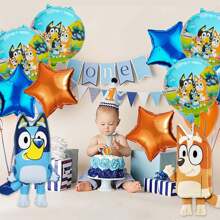 10PCS Blue Dog Foil Balloons, Blue Shaped Character Balloons For Birthday Party Supplies