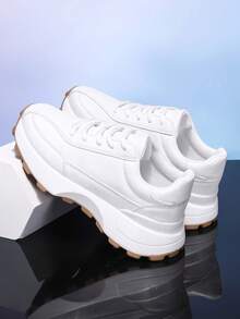 Men's Versatile Outdoor Casual Fashion Athletic Sneakers, Chunky Sneakers ,Gym 2000s Style Valentine's Day Ideas - White - View 3