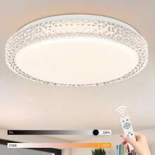 LED Ceiling Light, Dimmable Ceiling Light With Remote Control - 18W Ø30cm Circular Bedroom Light, Modern Starry Sky Design Living Room Light, Kitchen Light, Children's Room Ceiling Lighting, Dining Room Corridor - Round - View 1