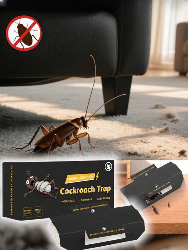 Roach Trap House - Indoor Cockroach Catcher & Glue Trap With Powerful Lure - , Easy-To-Use Pest Control For Home Kitchen & Bathroom