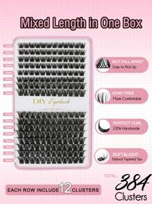 PALM LASHES 384PCS Lashes Clusters Individual Lashes DIY Lash Extensions Book, D Curl Lash Clusters Eyelash Extension At Home