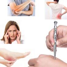 1pc Stainless Steel Acupressure Massage Stick, Facial Meridian Point Massage Tool, Foot Reflexology Massager, Meridian Line Massage Stick