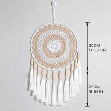 1 pezzo Acchiappasogni bohémien, decorazione da parete con nappe bianche, decorazione domestica intrecciata a mano da 30 cm/12 pollici, campanellino dell'albero della vita, accessorio per sfondo di soggiorno o sala da pranzo