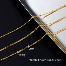 1/2 米 304 不锈钢侧十字隔片夹珠链 18k 镀金缠绕大珠链 DIY 珠宝手工链时尚项链 - 側身夾珠鏈 - 查看 10