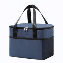 1pc Oxford Cloth Foldable Insulated Large Lunch Bag Leak Proof Soft Refrigerated Portable Handbag, Suitable For Camping/Barbecue/Family Outdoor Activities