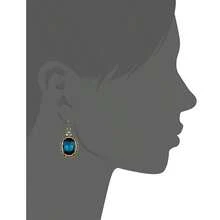 1928 Jewelry Drop & Dangle Earrings (1 Pair) - 1928 Jewelry"Victorian Peacock Oval Faceted Earrings - View 2