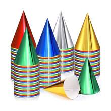 10pcs Pure Colourful Birthday Party Party Paper Hat New Year Birthday Atmosphere Dress Up Pointy Hat Birthday Party Hat - Multicolor - View 3