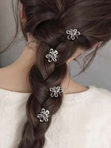 4pcs/12pcs Set Flower Decor Fashion Claw Clips For Women Hair Accessories Summer