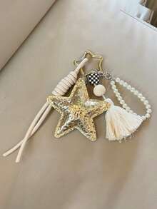 Blogger With The Same Personalized Car Keychain DIY Creative Keychain, Key Pendant, Heart&Stars Pendant, Alcove Bag Pendant, Couple Handwoven Lachard Bag Ornament Fashion Rope Keychain Bag Pendant Hand-Woven Lanyard