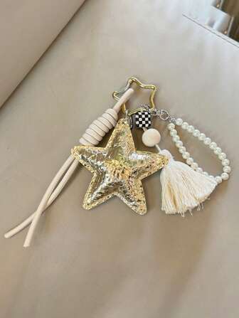 Creazioni di portachiavi personalizzati blogger stile: pendente a forma di cuore e stelle, pendente a forma di nicchia, ornamento in corda per borsa a intreccio a mano, laccetto intrecciato per coppie