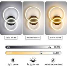 LED 吸顶灯，客厅吸顶灯 - 黑色客厅灯，现代调光，带遥控器，46W，双环，适用于卧室、书房、办公室、厨房、酒店、餐厅、饭厅 - 黑色 - 查看 3